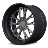 The RVRN RV-DC04 CF features a chrome Y-spoke forged center contrasted with a deep-dish genuine carbon fiber outer rim.
