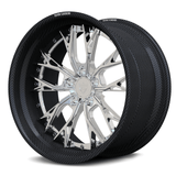 The RVRN RV-DC04 CF presents a full polished Y-spoke forged center with a deep-dish profile and a genuine carbon fiber outer rim.