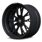 The RVRN RV-DC04 CF pairs a gloss black Y-spoke forged center with a deep-dish profile and a genuine carbon fiber outer rim.