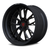 The RVRN RV-DC04 CF features a matte black Y-spoke forged center, a pronounced deep-dish profile, and a genuine carbon fiber outer rim in a transparent bg.