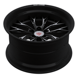 The RVRN RV-DC04 CF is shown in matte black with a sharp Y-spoke forged center, deep-dish construction, and a genuine carbon fiber outer rim.
