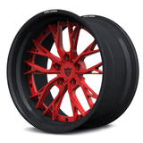 The RVRN RV-DC04 CF pairs an RVRN Red Y-spoke center with Gloss Black screws and a genuine carbon fiber outer rim.