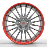 Direct face view of RV-DC08 multi-spoke forged wheel, engineered for the Corvette C8 Z06 performance fitment.