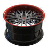 Detailed top view of RV-DC08 deep dish lip and multi-spoke center, demonstrating millimetric precision forging.