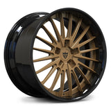 RV-DC08 2-piece forged wheel in Gloss Black and Bronze, custom high-performance rim for Corvette C8 Stingray.