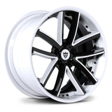 Top-down view of 20-inch RV-DC10 deep concave forged wheel for Corvette C8 Stingray, highlighting the white outer lip and black performance spoke design.