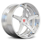 Full polished Euro-spec forged rim for BMW, showcasing a timeless 5-spoke design and aerospace aluminum finish.