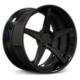 Aggressive gloss black 5-spoke forged rim for BMW M2 Competition, optimized for Euro track stance.