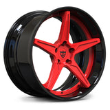 RV-DC17 directional forged wheel in black and red accents, designed for BMW M3 G80 performance builds.