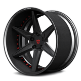 RV-DC19 CF carbon fiber forged wheel with black center and red assembly hardware