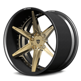 RV-DC19 CF carbon fiber 5-spoke forged wheel with frozen gold center for luxury builds