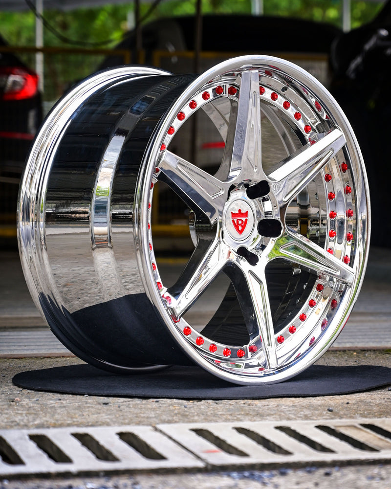 RV-DC19 chrome forged wheel for Corvette C8 Stingray in 19x8.5 and 20x11 setup
