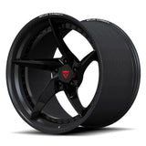 A minimalist Gloss Black forged center paired with a genuine carbon fiber structural barrel on the RV-DC35 CF hybrid wheel for Corvette C8.