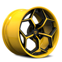 RV-DC491 forged Corvette wheel competition yellow and black finish deep dish performance design