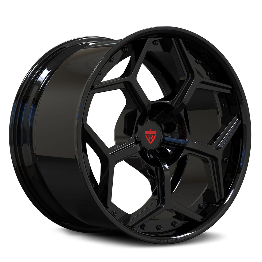 RV-DC491 custom forged deep dish Corvette wheels with aggressive Y-spoke design and deep lip profile