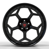RV-DC491 gloss black 2-piece forged Corvette rims with deep dish Y-spoke styling front view