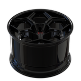 RV-DC491 deep lip forged wheel gloss black finish with aggressive Corvette fitment top view