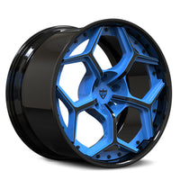 RV-DC491 deep dish Corvette forged wheel black and rapid blue finish custom performance rims