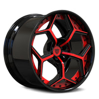RV-DC491 forged deep lip Corvette rims black and red finish custom 2-piece wheel design