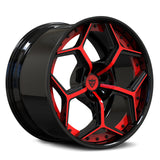 RV-DC491 forged deep lip Corvette rims black and red finish custom 2-piece wheel design