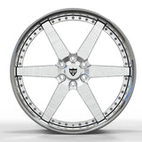 Front view of an RV-DF14 chrome and brushed forged wheel for a Ford F-150 build, featuring six spokes, a 6-lug layout and deep dish depth.