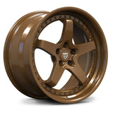 Bespoke RV-DF15 forged wheel in Gloss Black and Bronze, featuring a high-density 5-spoke structural design.