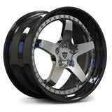 RV-DF15 forged wheel with Gloss Black center and Mirror Chrome step lip, sophisticated multi-tone custom finish.