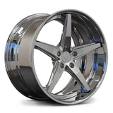 RV-DL01 chrome 5-spoke forged wheel with deep dish outer lip and mild concavity