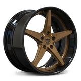 RV-DL01 gloss black and bronze 5-spoke forged wheel with deep dish outer lip