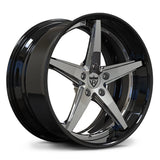RV-DL01 gloss black and chrome 5-spoke forged wheel with deep dish profile