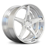 RV-DL01 polished 5-spoke deep dish wheel with concealed fastener styling from an angled view