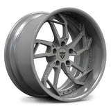 RV-DM02 gunmetal gray forged muscle car wheel with a directional concave style, providing a modern engineering touch to classic restomod and pro-touring projects.