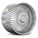 Polished aluminum forged wheel RV-DM05 with gold rivets