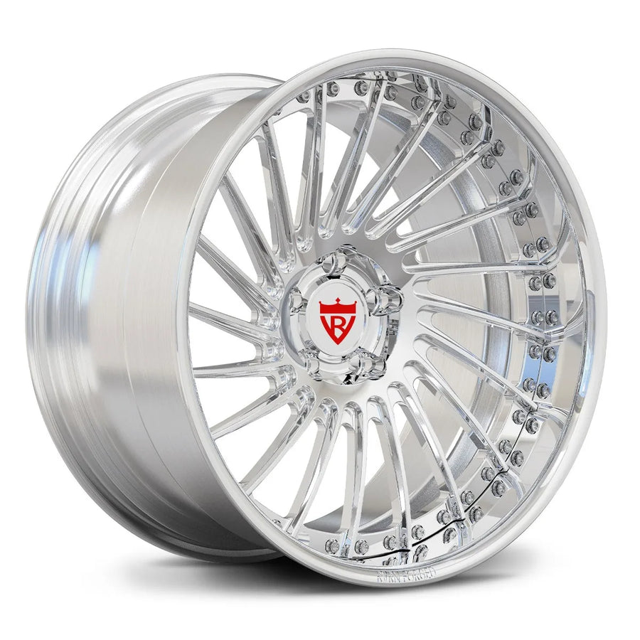 Classic car deep dish forged wheels fully polished, RV-DN01 directional 2-piece rims.