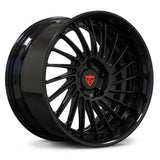 Gloss black directional forged wheels for Mustang Dark Horse, RV-DN01 aggressive deep dish.