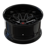 RV-DN02 forged 2-piece wheel flat lay view highlighting multi-spoke open design