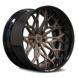 RVRN RV-DN02 forged 2-piece deep lip multi spoke wheel with matte bronze spokes and gloss black barrel for Mustang and Acura fitments