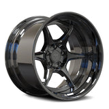 High-gloss Black Chrome finish on RV-DN03 2-piece forged wheel, offering a deep metallic reflection.
