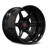 Aggressive Gloss Black DN03 forged rim, engineered for flush fitment on Nissan Silvia S13 and 180SX models.