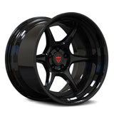RV-DN03 gloss black six-spoke deep-lip wheel for an old-school Nissan performance build