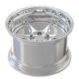 RV-DN03 polished concave six-spoke wheel showing a deep lip and stepped rim for an S-chassis build