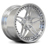 RV-DP03 brushed aluminum 5-spoke concave wheel shown at a three-quarter angle