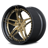 RVRN RV-DP03 CF real carbon fiber 5-star step lip forged wheel with polished frozen gold center