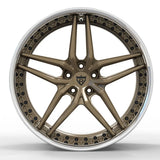 RV-DP03 Mercedes-AMG bronze deep dish 5-spoke forged wheel front view with multi-piece hardware