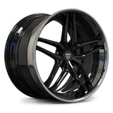 RV-DP03 Mercedes-AMG gloss black and chrome 3-piece forged wheel with deep dish 5-spoke design