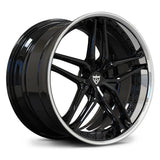 RV-DP03 Mercedes-AMG gloss black and polished deep dish 5-spoke forged wheel with deep outer lip