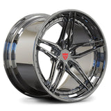 RV-DP03 dark chrome 5-spoke concave wheel with a red center cap badge