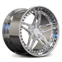 RV-DP03 polished chrome 5-spoke concave wheel with exposed perimeter bolts