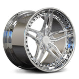 RV-DP03 polished chrome 5-spoke concave wheel with exposed perimeter bolts