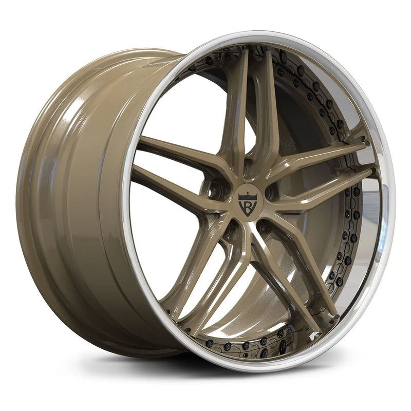 RV-DP03 Mercedes-AMG purple bronze polished 3-piece forged wheel with deep dish 5-spoke profile